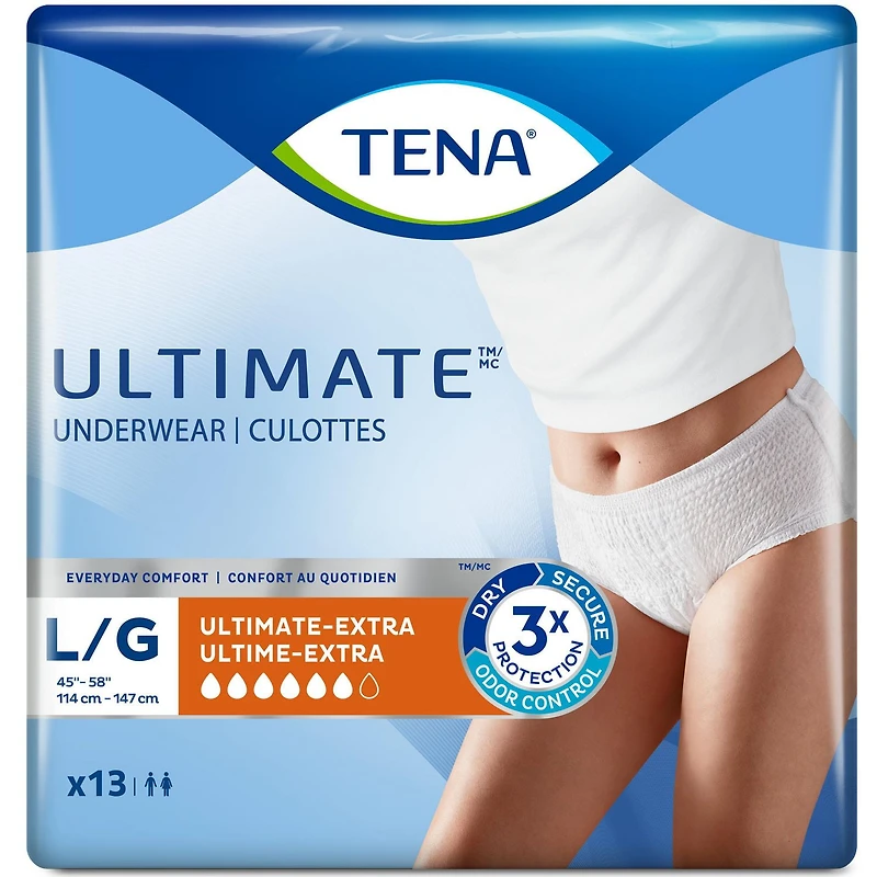 TENA Incontinence Underwear for Women, Postpartum and Bladder Control, Ultimate Absorbency, Large, 13 Count, Large, 13 Count