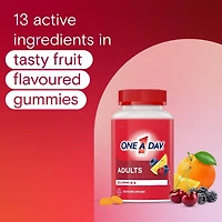 Gummies multivitamines One A Day pour adultes – Gummies multivitamines quotidiennes pour les hommes et les femmes; contiennent des vitamines A, B6, B12, C, D et E, biotine et zinc 60 gummies