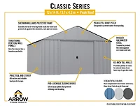 Arrow Classic Metal Shed, 12 x 14, Charcoal