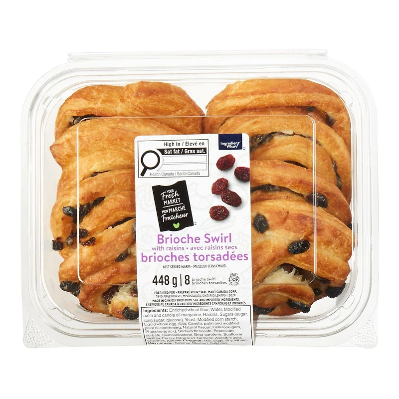 Your Fresh Market Brioche Swirl With Raisins, 8 pieces, 448 g total