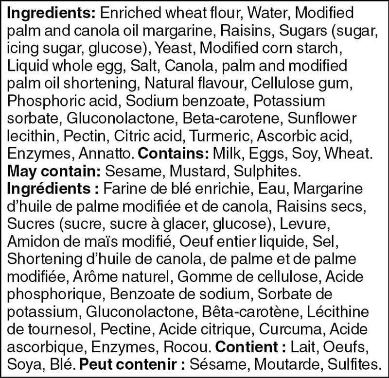 Brioches torsadées avec raisins secs Mon marché fraîcheur 8 morceaux, total de 448 g