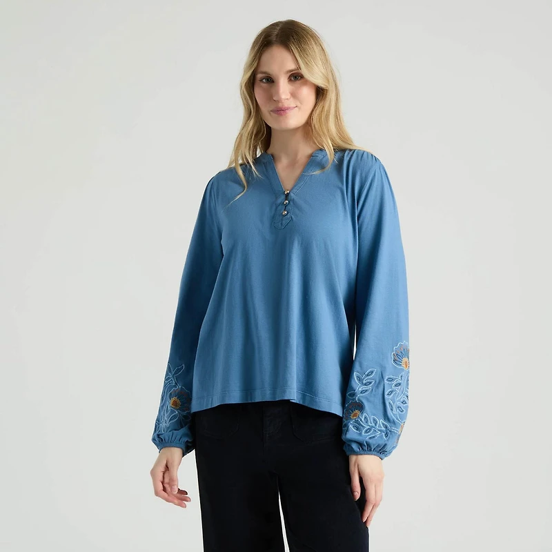 Mexx Women’s Mao Collar Puff Sleeve Blouse, XS-XXL