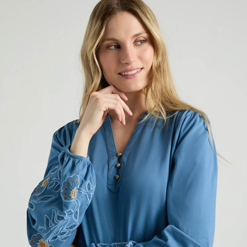 Mexx Women’s Mao Collar Puff Sleeve Blouse, XS-XXL