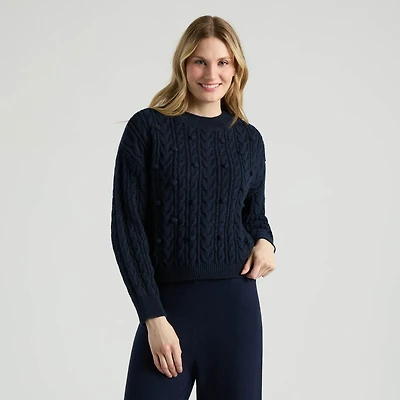Mexx Women’s Cable Knit Sweater with Knots