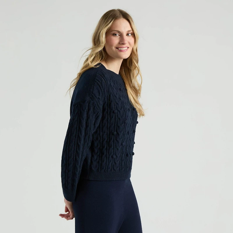Mexx Women’s Cable Knit Sweater with Knots