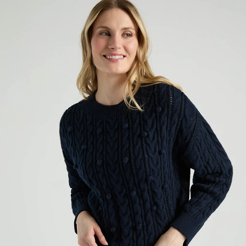 Mexx Women’s Cable Knit Sweater with Knots