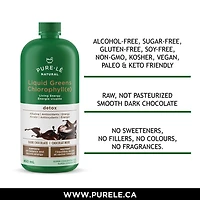 Légumes verts en liquide chlorophillé Natural de Pure-lē à saveur de chocolat noir