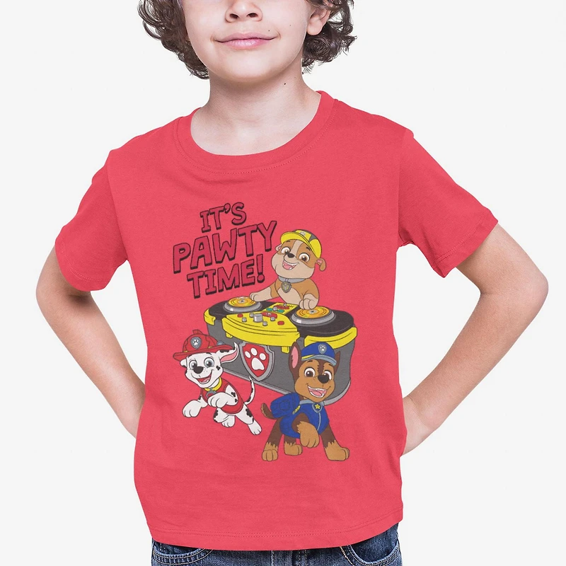 La Pat'Patrouille T-Shirt col rond à manches courtes pour garçon Tailles TP à TG