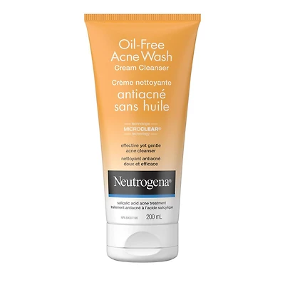 Neutrogena Acne Face Wash - Salicylic Acid For Acne & Blackheads - Oil Free Cream Facial Cleanser, 200 mL