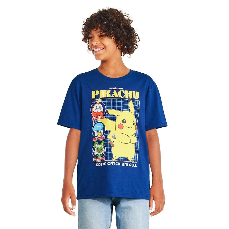 T-shirt Pikachu Pokémon pour garçons Tailles TP–TG