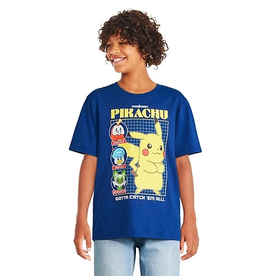 T-shirt Pikachu Pokémon pour garçons Tailles TP–TG