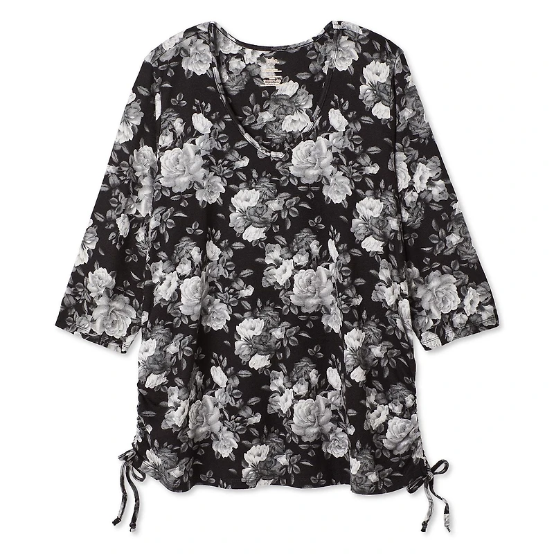 Haut à motif ruché sur les côtés Iyla Plus pour femmes Tailles 1X-4X