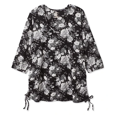 Haut à motif ruché sur les côtés Iyla Plus pour femmes Tailles 1X-4X