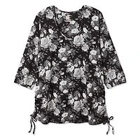 Haut à motif ruché sur les côtés Iyla Plus pour femmes Tailles 1X-4X