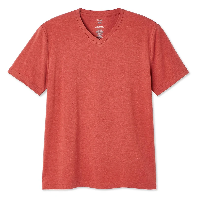 T-shirt extensible à encolure en V George pour hommes Tailles P-2XL
