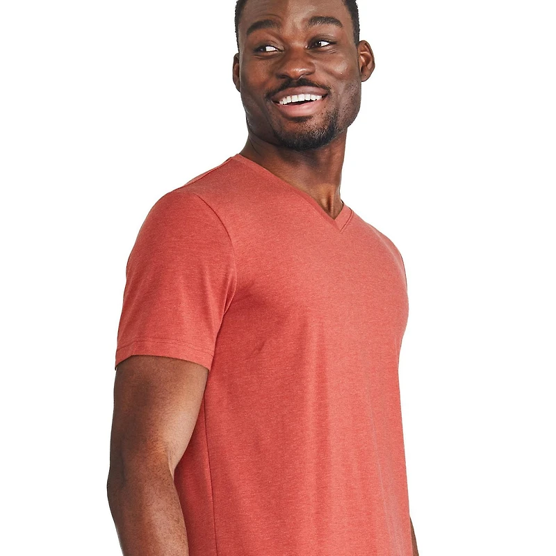 T-shirt extensible à encolure en V George pour hommes Tailles P-2XL