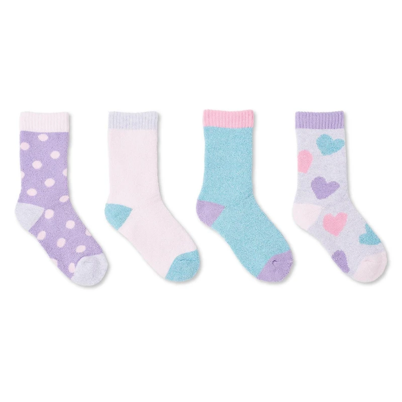 Athletic Works Girls' Crew Socks 4-Pack