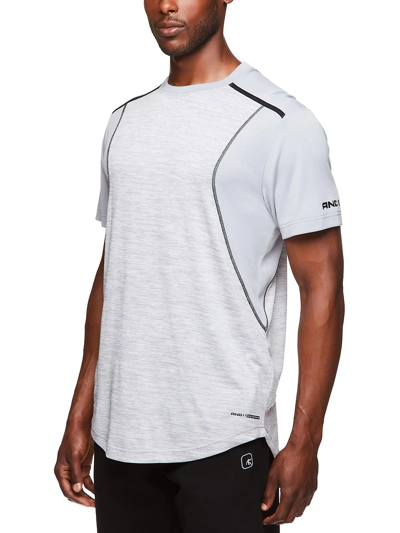 AND1 Men's And Big Men's Active Bank Shot Short Sleeve Performance Top, up to Size  XL