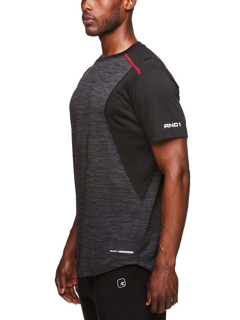 AND1 Haut Performance à manches courtes pour hommes et grands hommes, jusqu'à la taille XL
