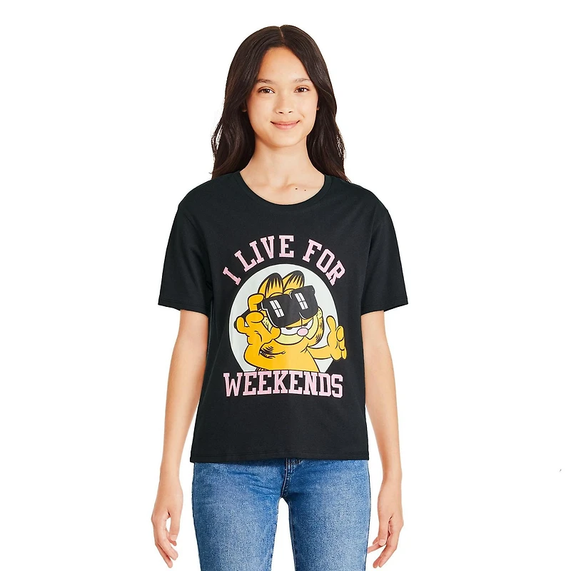 Garfield Girls' Short Sleeve Tee, Sizes XS-XL
