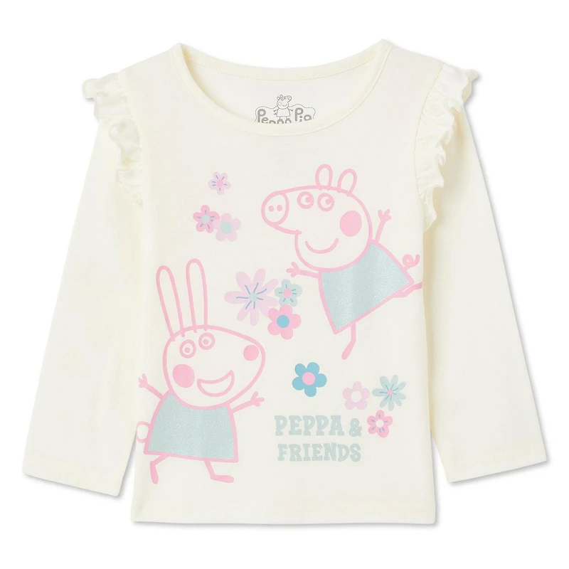 Haut à manches longues Peppa Pig pour petites filles Tailles 2T-5T