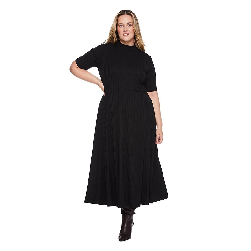 George Women's Plus Short Sleeve Rib Maxi Dress