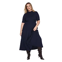 Robe longue à manches courtes et en tricot côtelé George Plus pour femmes Tailles 1X-4X