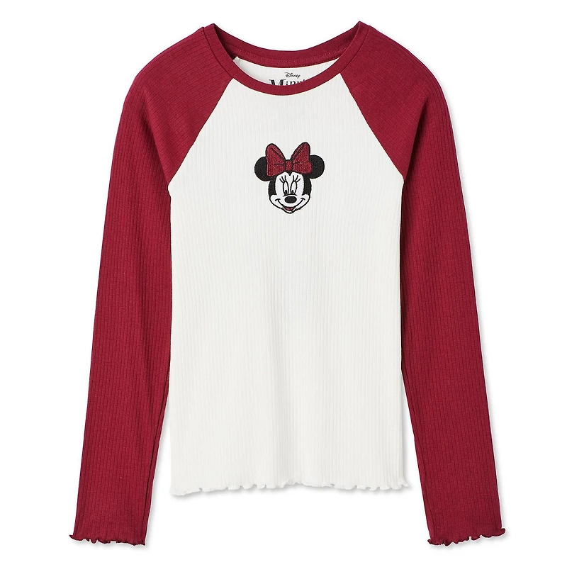 T-shirt raglan Minnie Mouse Disney pour filles Tailles TP–TG