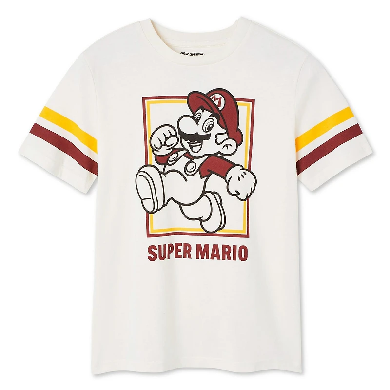 T-shirt à manches courtes Super Mario pour garçons Tailles TP–TG