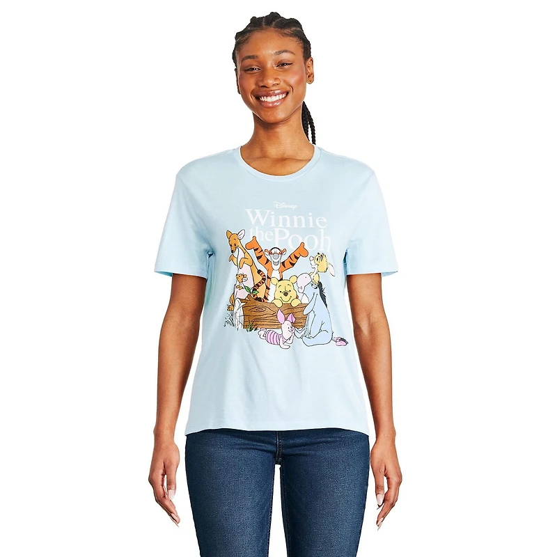 T-shirt à manches courtes Winnie l’ourson Disney pour femmes Tailles TP–TG