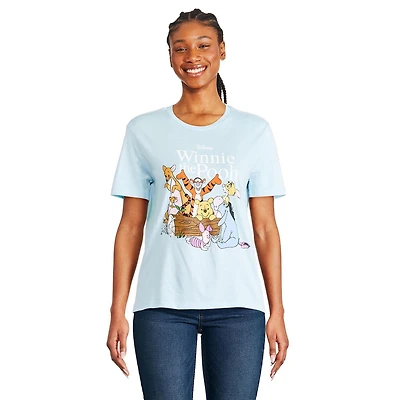 T-shirt à manches courtes Winnie l’ourson Disney pour femmes Tailles TP–TG