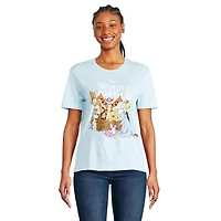 T-shirt à manches courtes Winnie l’ourson Disney pour femmes Tailles TP–TG