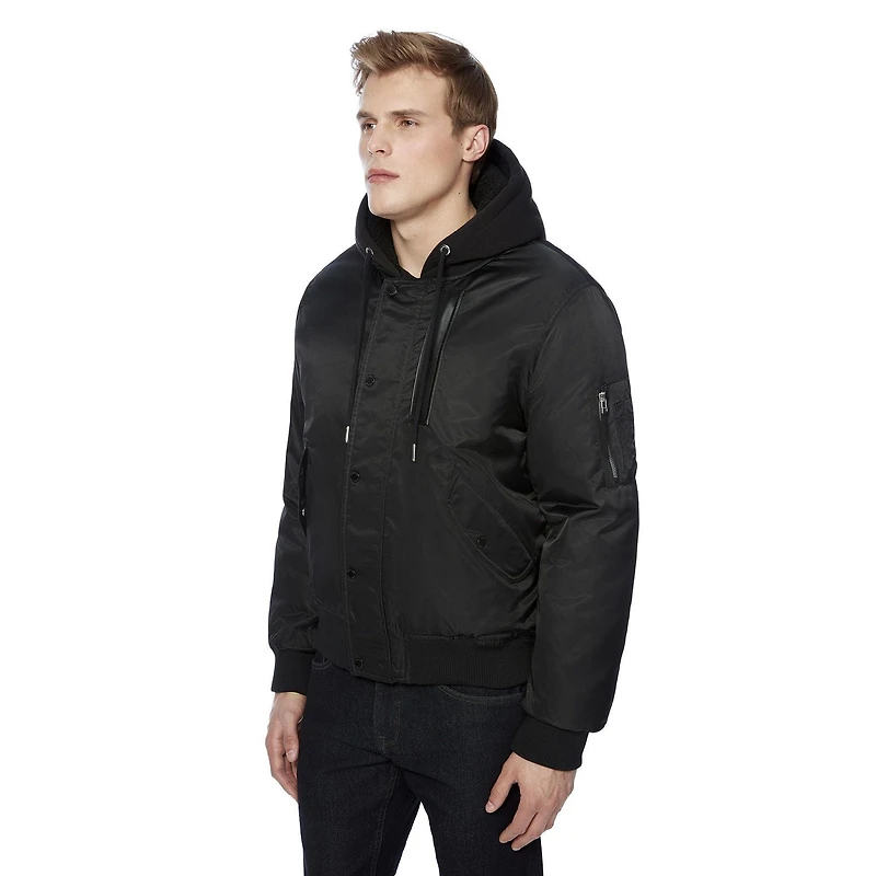 Manteau bomber avec capuchon Dark Black pour hommes Tailles P-TTG