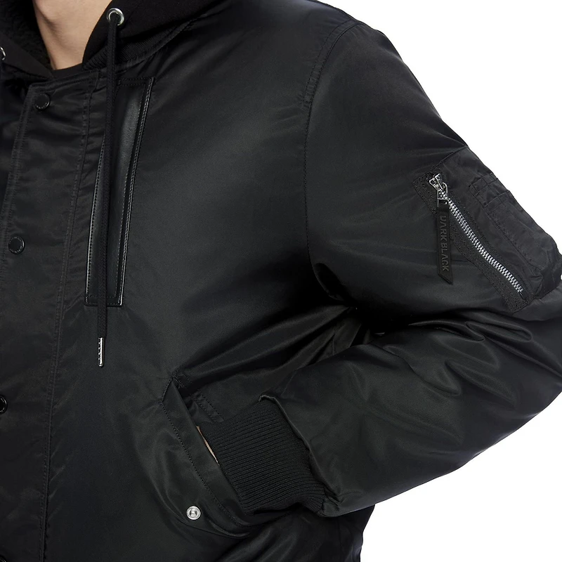 Manteau bomber avec capuchon Dark Black pour hommes Tailles P-TTG