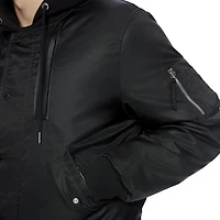 Manteau bomber avec capuchon Dark Black pour hommes Tailles P-TTG