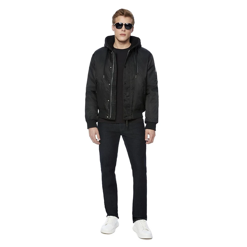 Manteau bomber avec capuchon Dark Black pour hommes Tailles P-TTG