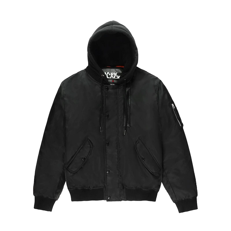 Manteau bomber avec capuchon Dark Black pour hommes Tailles P-TTG
