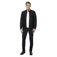 Dark Black Men's Vegan Leather Moto Jacket, Sizes S-XXL