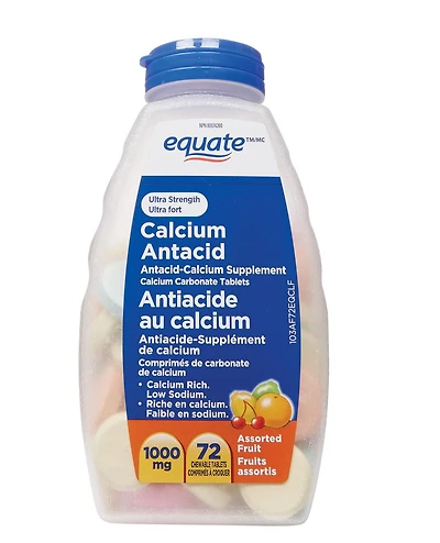 Equate Ultra Fort Antiacide au Calcium, Fruits Assortis 1000mg