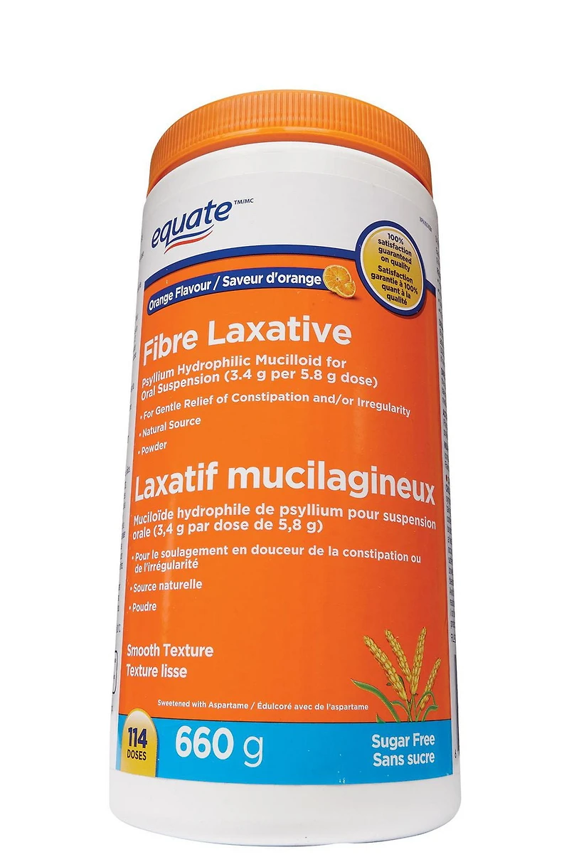 Equate Laxatif mucilagineux Saveur d'orange Sans sucre