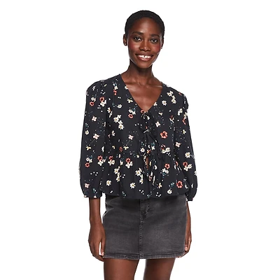 George Women's Printed Tie Front Top