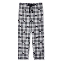 IZOD Men's Flannel Fleece Sleep Pant, grey and black