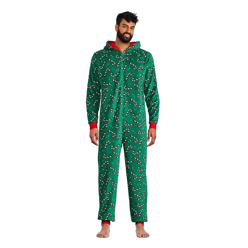 Grenouillères en peluche avec imprimé de cannes de bonbon George pour toute la famille