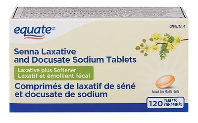 Senna Laxative and Docusate Sodium Tablets, Laxative plus Softener<br>120 tablets