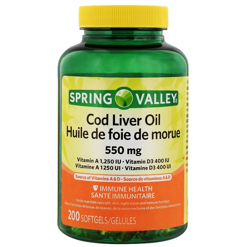 Spring Valley Cod Liver Oil 550 mg, 200 Softgels