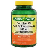Spring Valley Cod Liver Oil 550 mg, 200 Softgels