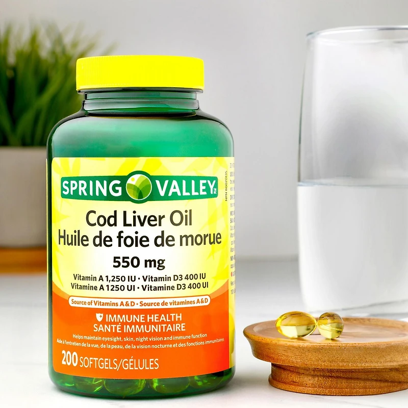 Spring Valley Cod Liver Oil 550 mg, 200 Softgels