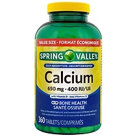 Spring Valley Calcium avec Vit D 650 mg/400 UI 360 Comprimes