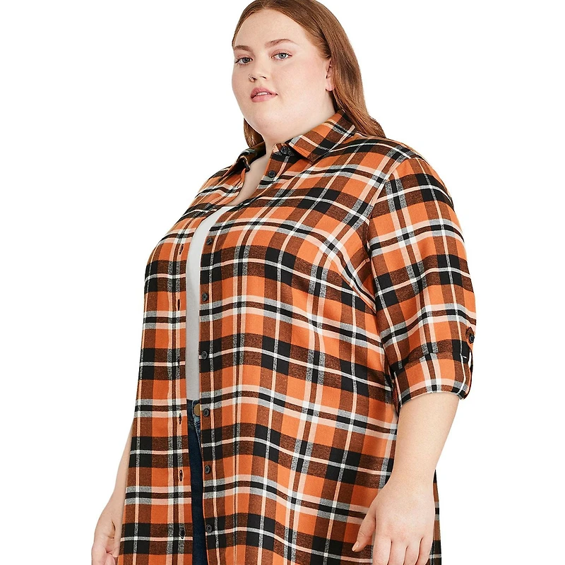George Plus Women's Tunic Plaid Shirt