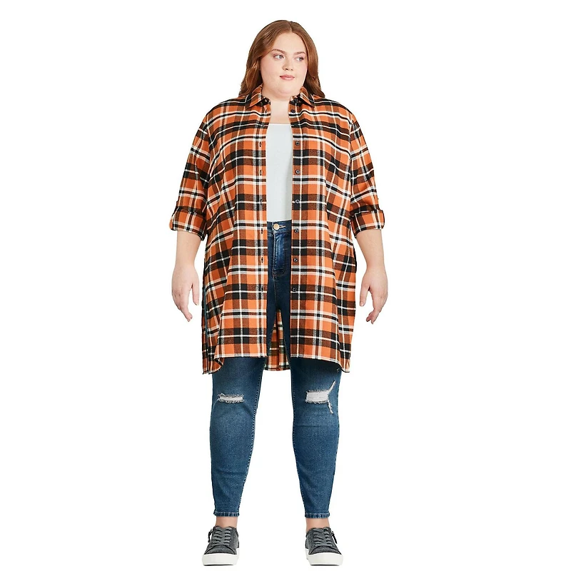 George Plus Women's Tunic Plaid Shirt
